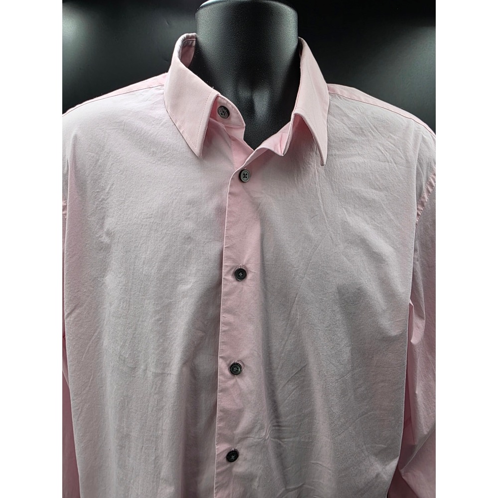 Express 1MX Men's Modern Fit Stretch Pink Long Sleeve Button Up Shirt - Picture 3 of 16